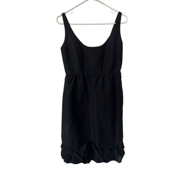 Jill Stuart Black Sleeveless Scoop Neck V Back Ruffle Hem Mini Dress Size 8 - Picture 1 of 11